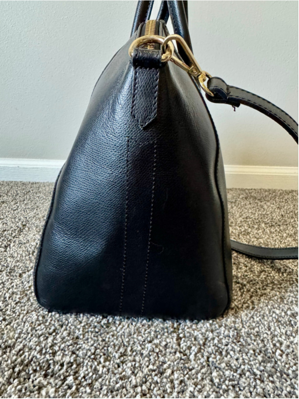 Women's Luana Ferracuti Black Leather Large Satchel Bag Made in Italy - Picture 11 of 16